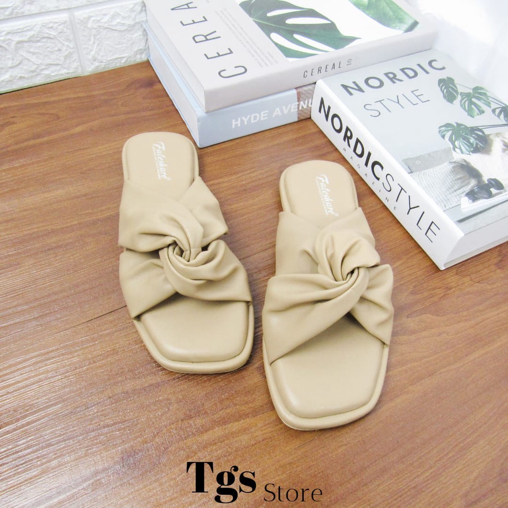 Sandal Wanita Flat Silang Kerut NG-18