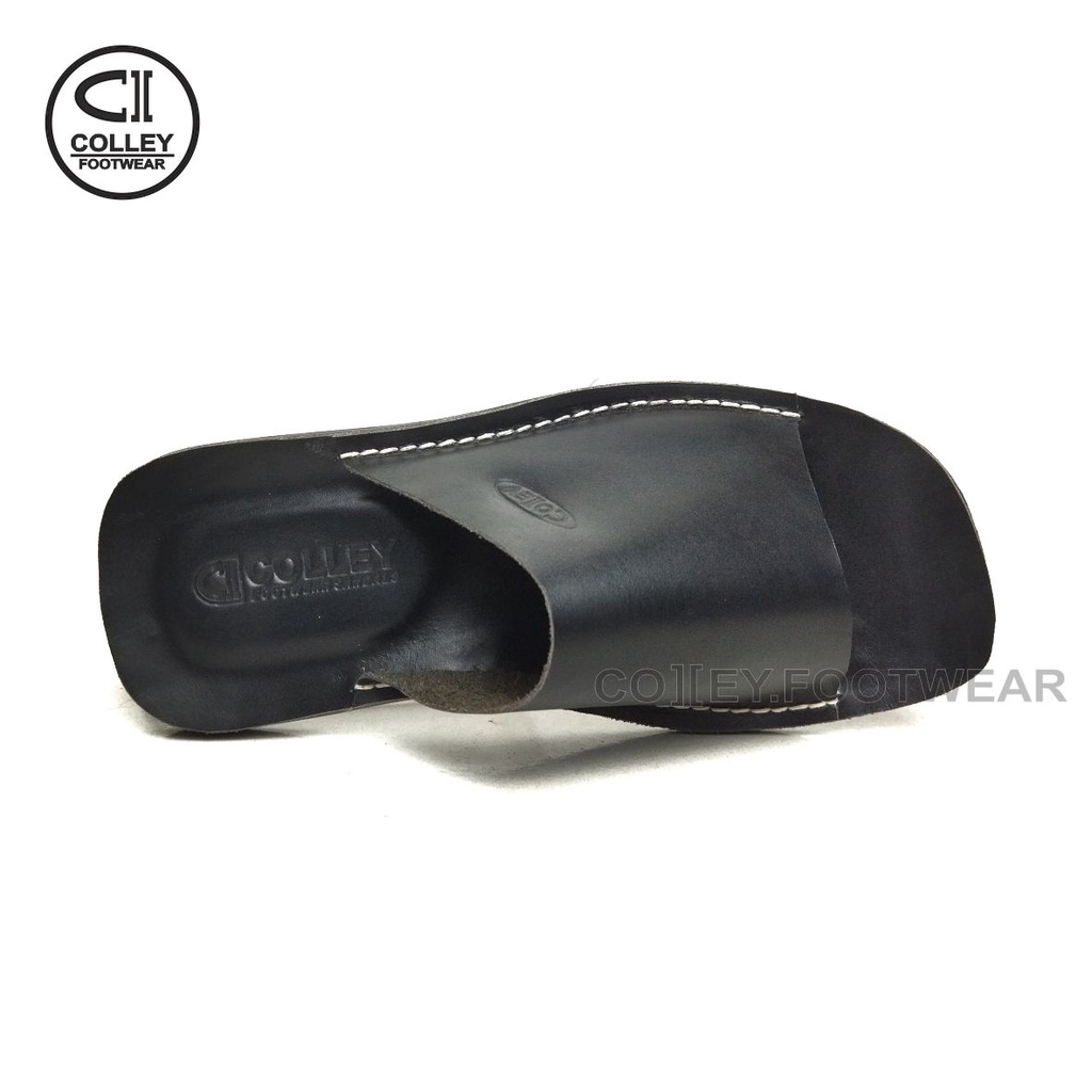 COD - SANDAL HITAM FULL KULIT ASLI 100% / SANDAL KASUAL PRIA COLLEY / HITAM CLY-SB1-038