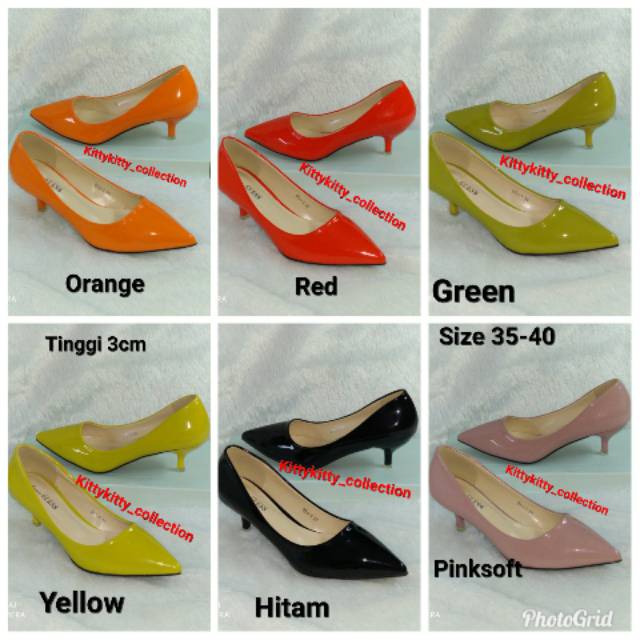 Sepatu heels wanita glossy polos maurice guees 914-1