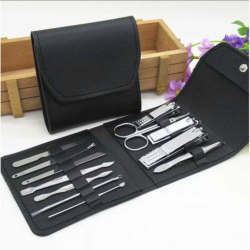 Nail Art Set Gunting Kuku Manicure Pedicure 12 PCS / Paket Lengkap Gunting Kuku Set Karakter Besar Kecil Cantengan Miring Portable Dewasa Anak Tajam / Korek Kuping Full Set Nail Art Murah