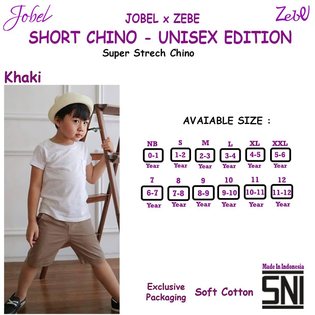 Jobel Chino 1-6 Tahun Celana Shorts Chinos Anak 1-6 Tahun Unisex edition Chinos CBKS