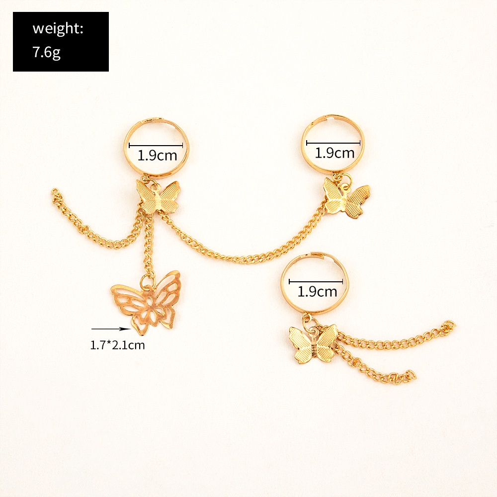 Butterfly Cincin Rantai Liontin Kupu-Kupu Gaya Hip Hop Punk Untuk Pria Dan Wanita