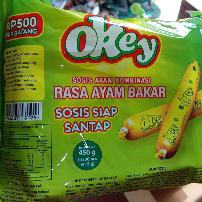 

(EXP 22 April 22) Okey Sosis Siap Santap Rasa Ayam Bakar Isi 30pcs 450gr