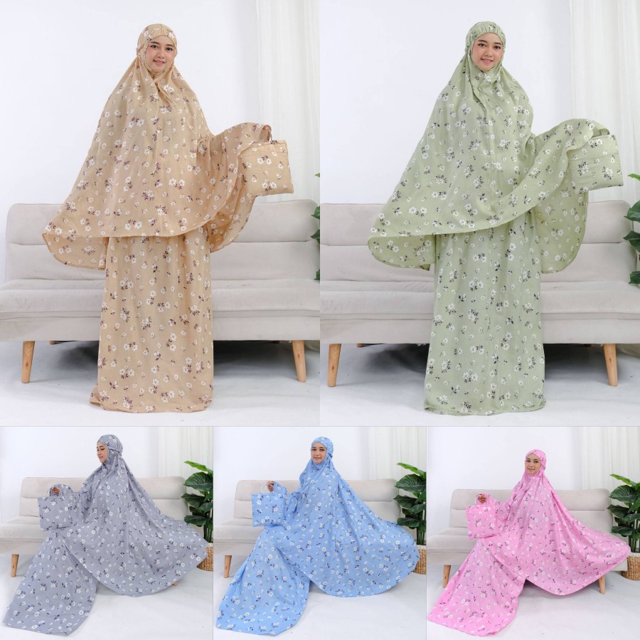 Mukena Katun Rayon Motif Bunga Mukena Dewasa Mukena Traveling Simple