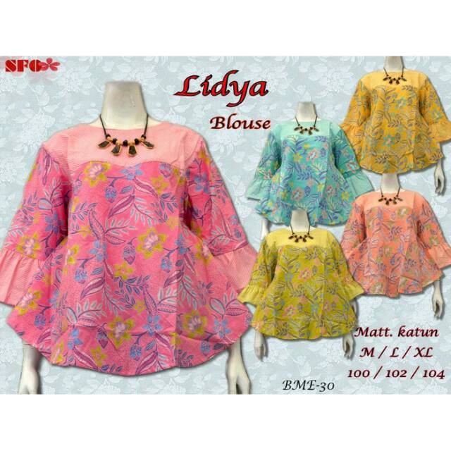 Blus Lidya Pastel Floral Atasan Baju Batik Ethnic Warna Colourfull Lonceng Bells