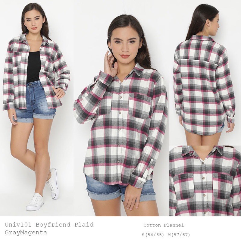 UNIVERSAL THREAD KEMEJA WANITA OVERSIZED BOYFRIEND MOTIF KOTAK BANYAK WARNA BIGSIZE AVAILABLE