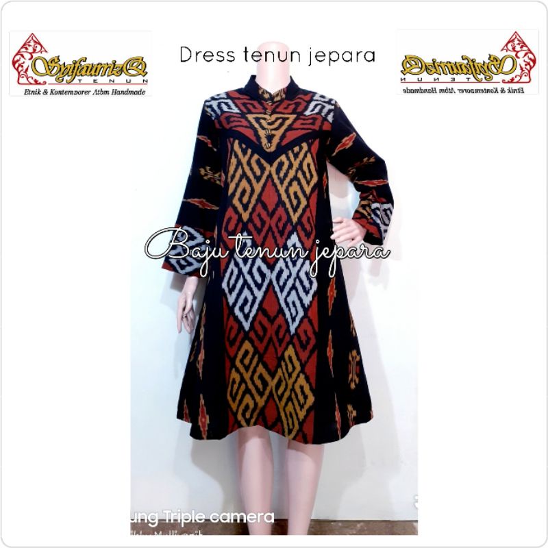 Dress tenun baju tenun jepara etnik ikat aktif DTB47