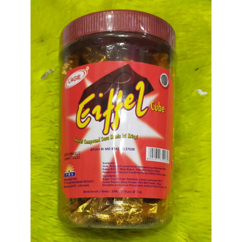 

lagie eifell cube toples 500gr perman coklat camilan manis legit murah