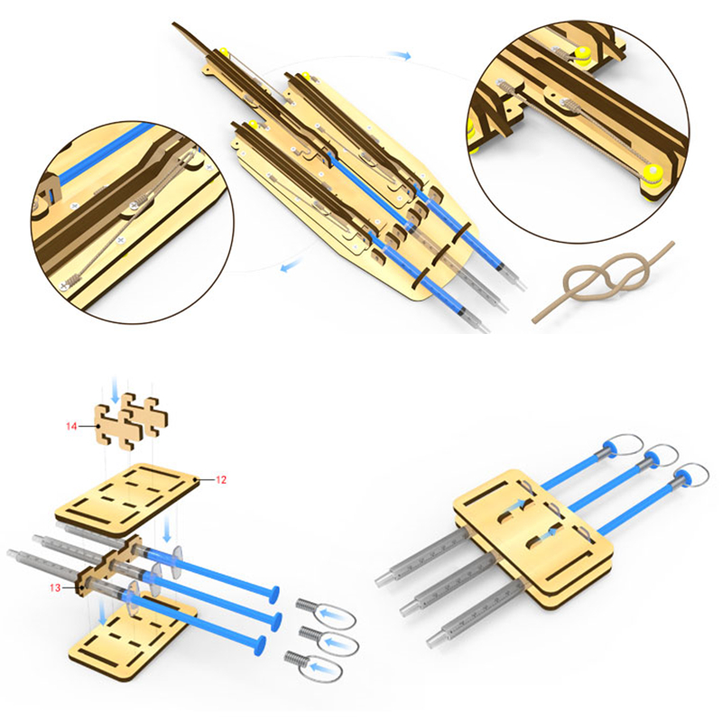 Mainan Edukasi Sains Gizmo Puzzle Mekanik Bentuk Cakar Wolverine Hidrolik Bahan Kayu Handmade Untuk Anak