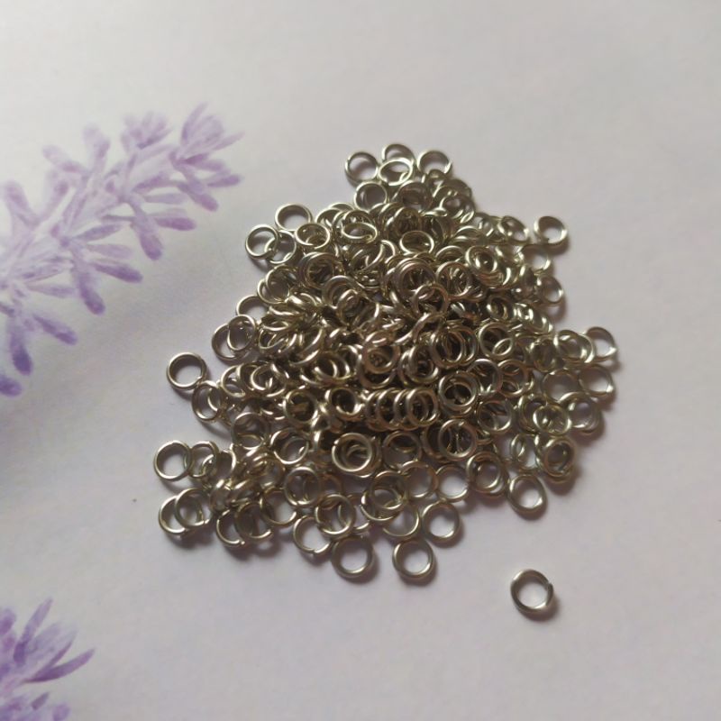 Jump ring 4mm nikel  Open Ring Sambung Ring Aksesoris bros gelang kalung Aksesoris strap masker