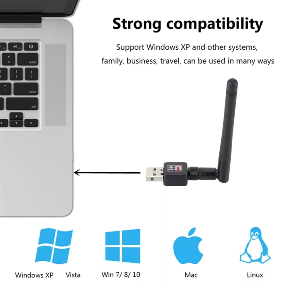 Penangkap Sinyal Wifi USB Adapter 150Mbps 802.11N Di Laptop PC Komputer Dengan Antena