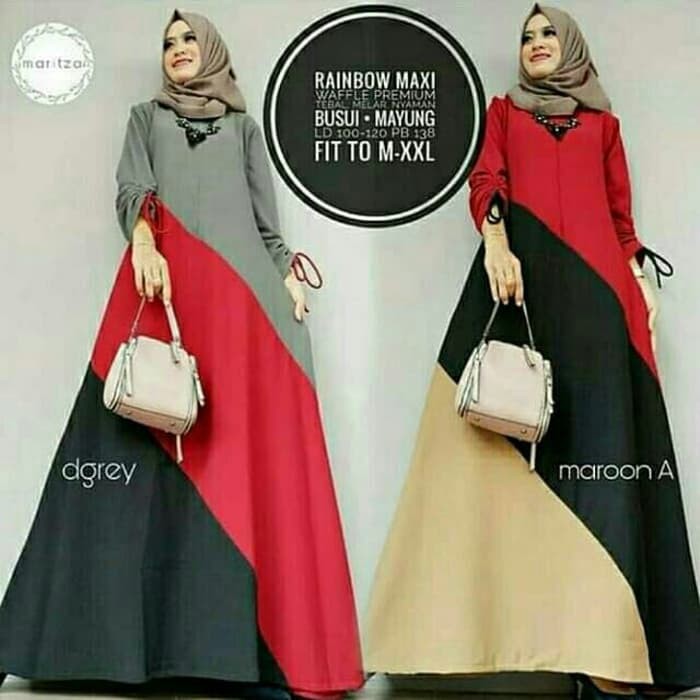 Gaun / dress wanita / cewe Baju gamis wanita polos kombinasi untuk pesta kerja hadiah kado