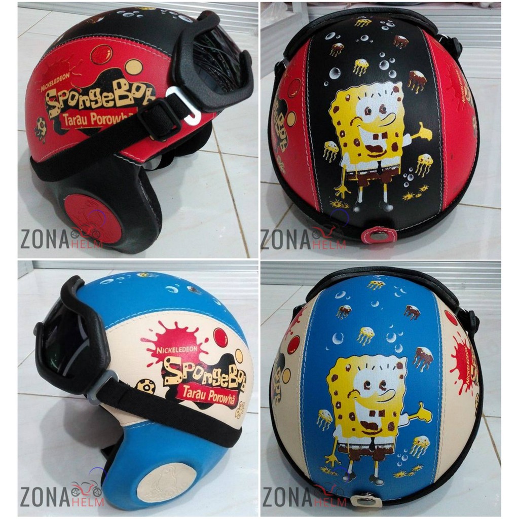 HM-1231 Helm Retro Anak Kulit Spongebob  + Kacamata Retro Murah