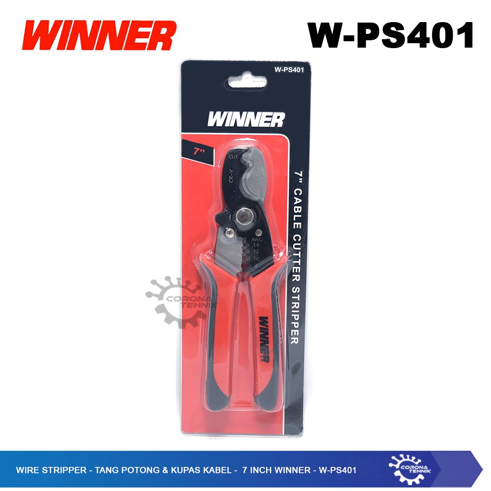 Winner - W-PS401 - Wire Stripper - Tang Potong &amp; Kupas Kabel - 7 Inch