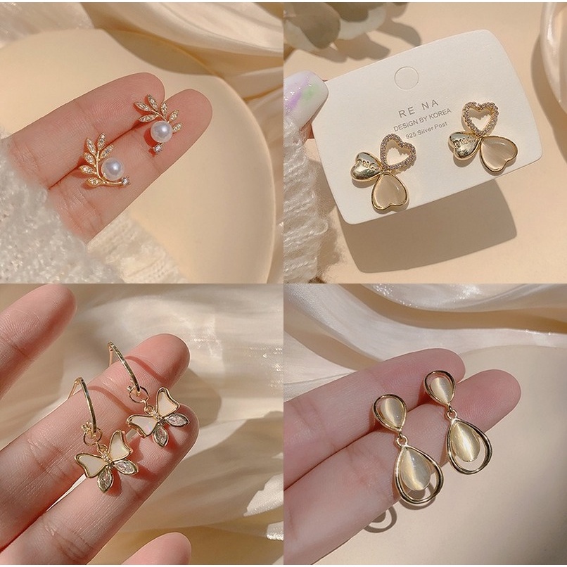 Anting Tusuk Gantung Bahan Sterling Silver 925 Gaya Retro / Korea / Trendy Untuk Wanita