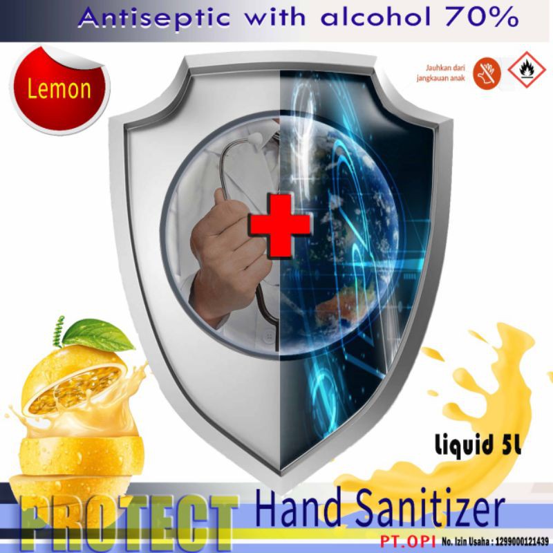 Hand sanitizer 5 liter cair Protect Lemon Sudah ada izin kemenkes dengan alkohol 70% Harga grosir dan sedang promo sudah ada izin edar resmi by Oke sabun suplayer