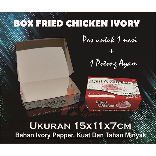 

Kotak Fried Chicken/Box Fried Chiken/Dus Fried Chiken/Tempat Fried Chicken/Launch Box/Box Makanan Isi 40pcs