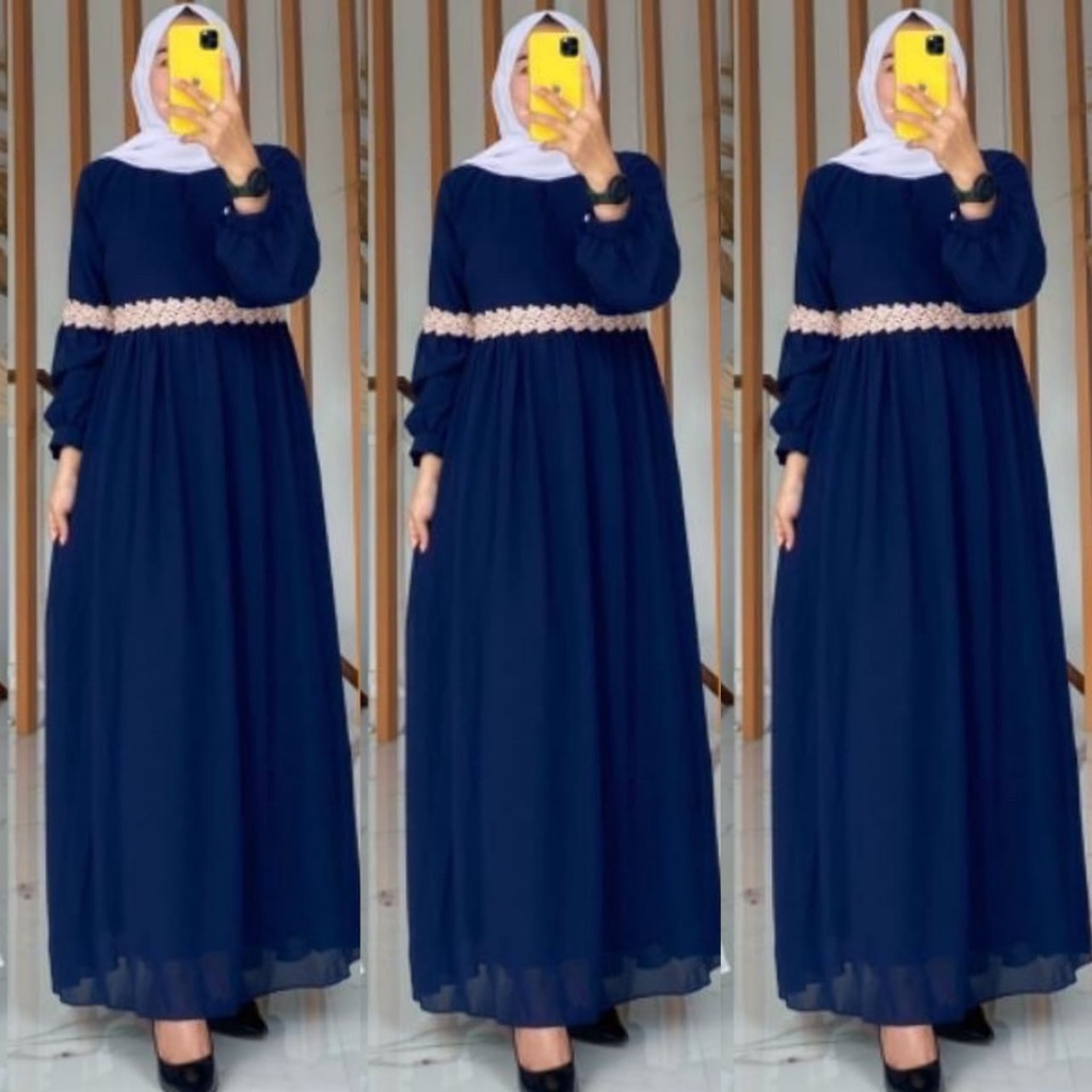 Kayana maxi ceruty renda /gamis ceruty bebydoll renda impor terbaru/gamis syarii terbaru