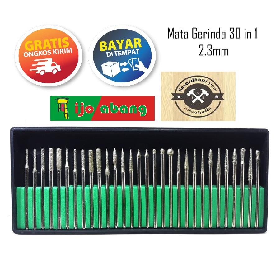 Mata Bor Tuner 30 in 1 Cuner 2.3mm 30pcs set Mini Drill Ukir Pahat Grafir Poles Diamond 30in1 30 pcs