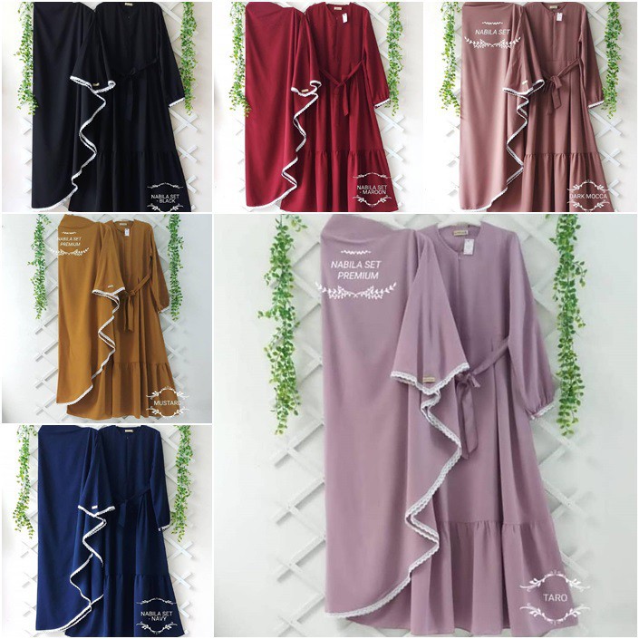 NABILA SET PREMIUM SETELAN GAMIS SYARI + KHIMAR