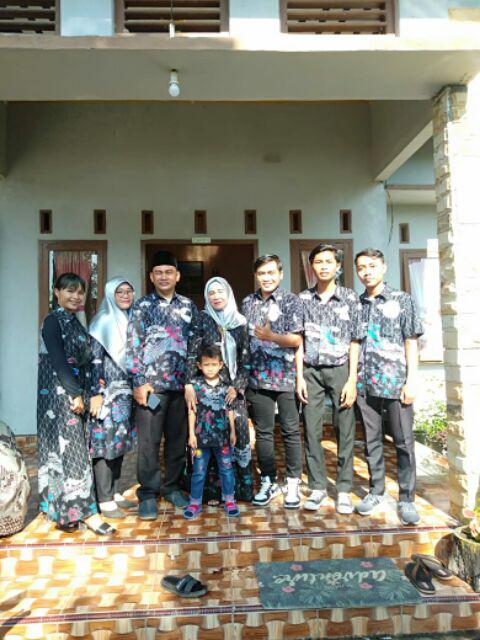 Batik Couple Keluarga Sania Ruffle Ori Ndoro Jowi Dnt Motif Mega Bulan Abu