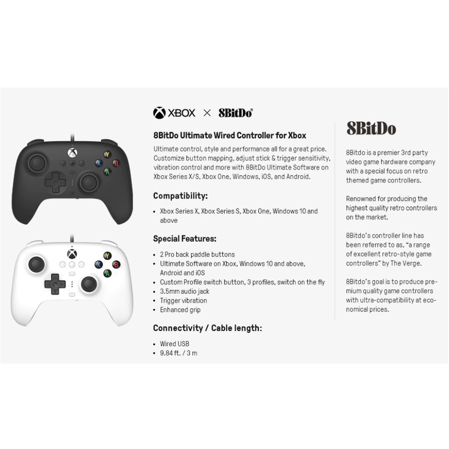 8BitDo Ultimate Wired Gamepad Game Controller Xbox Series X - Xbox S - Xbox One And PC Android iOS