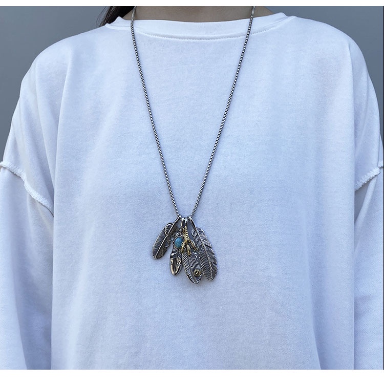 Feather Necklace Accessories Trendy Hip Hop Simple Pendant Fashion Korean Chain