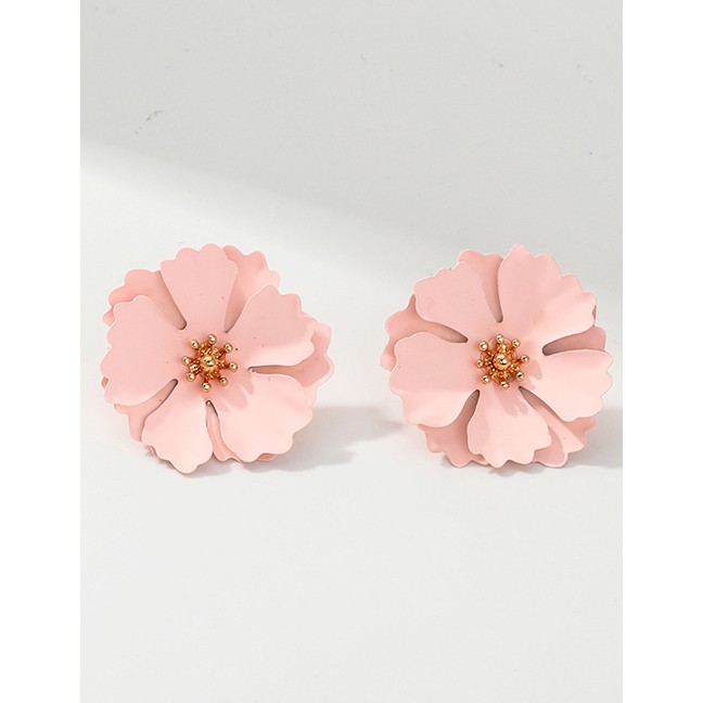 LRC Anting Tusuk Fashion Pink Flower Earrings F63454