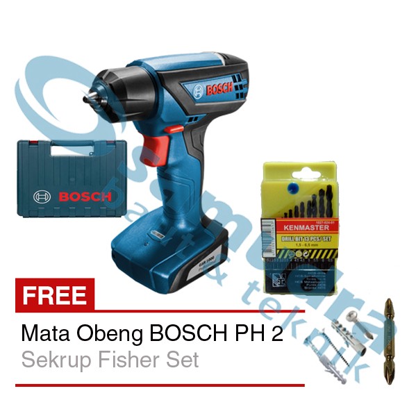 Bor Baterai BOSCH GSR 1000 + Mata Bor Besi KENMASTER + Mata Obeng