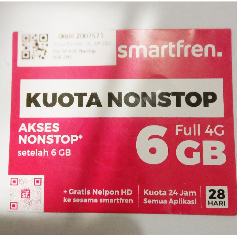 KARTU PERDANA SMARTFREN 6GB NONSTOP 4G