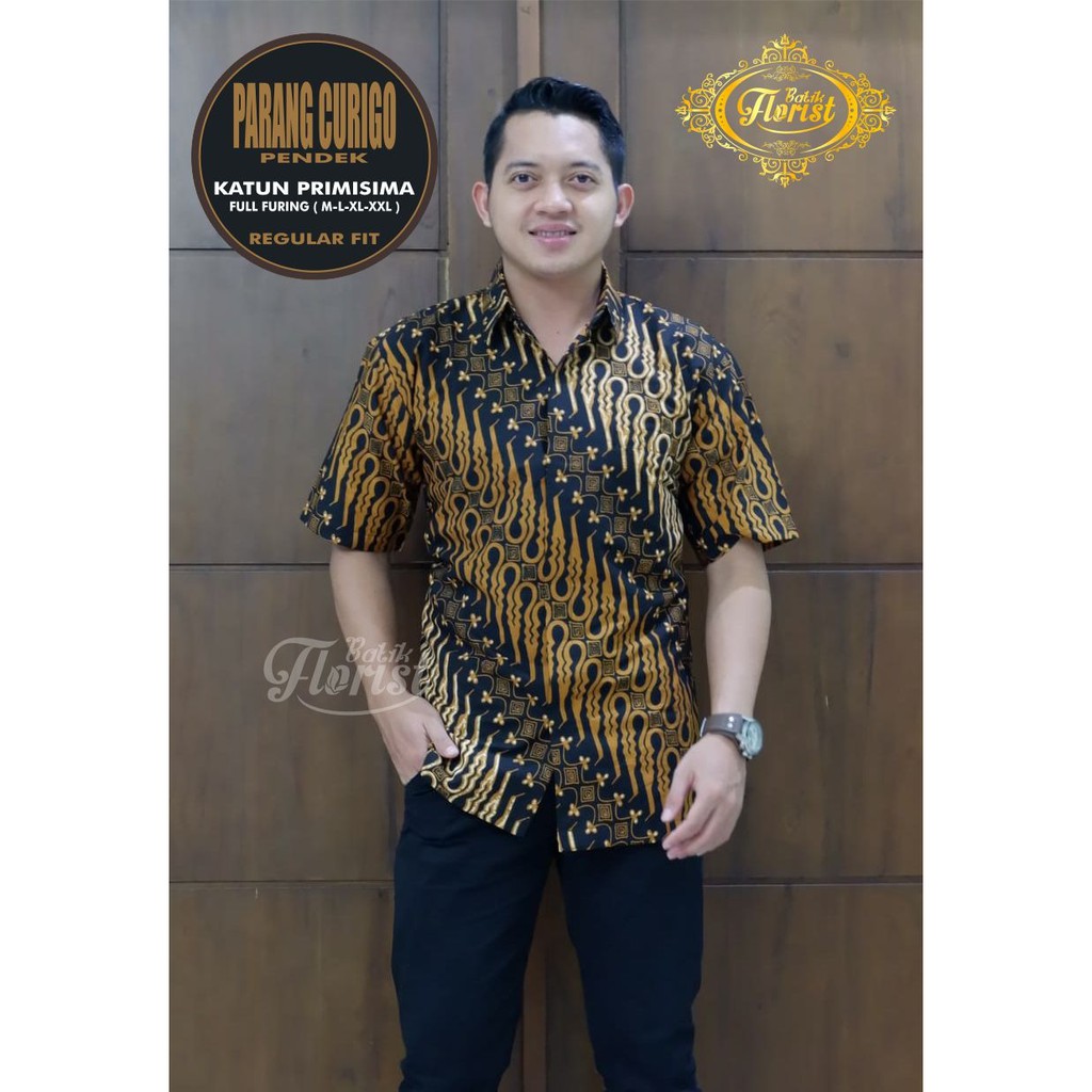 BAJU BATIK PRIA LENGAN PENDEK MOTIF TERBARU  PARANG CURIGO BY FLORIST Sakti