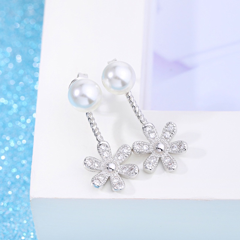 925 Perak Anting Wanita Anting Gantung Daisy Fashion Perhiasan/Subang Telinga anting perempuan