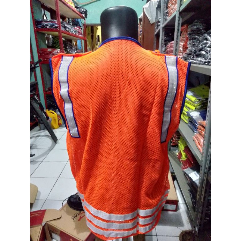 ROMPI SAFETY BERLOGO BAHAN JARING JALA DOBLE TEBAL ORANYE SCOTLIGHT DOBLE MENYALA