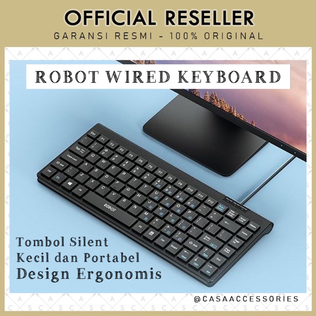 Robot RK10 Mini USB Wired Keyboard Ultra Thin