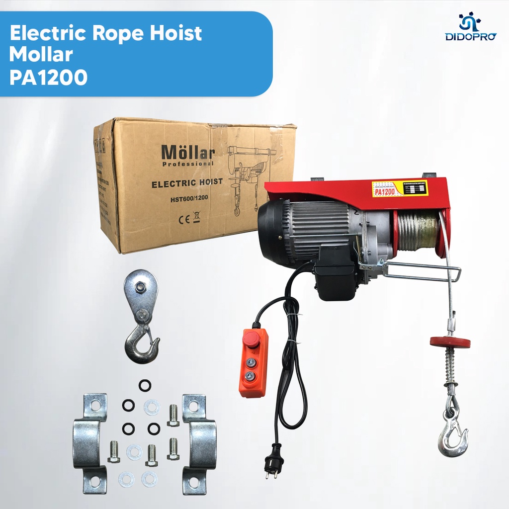 MOLLAR HST600/1200 Electric Wire Rope Hoist 1 TON 1200 KG Takel Katrol Listrik 1200KG