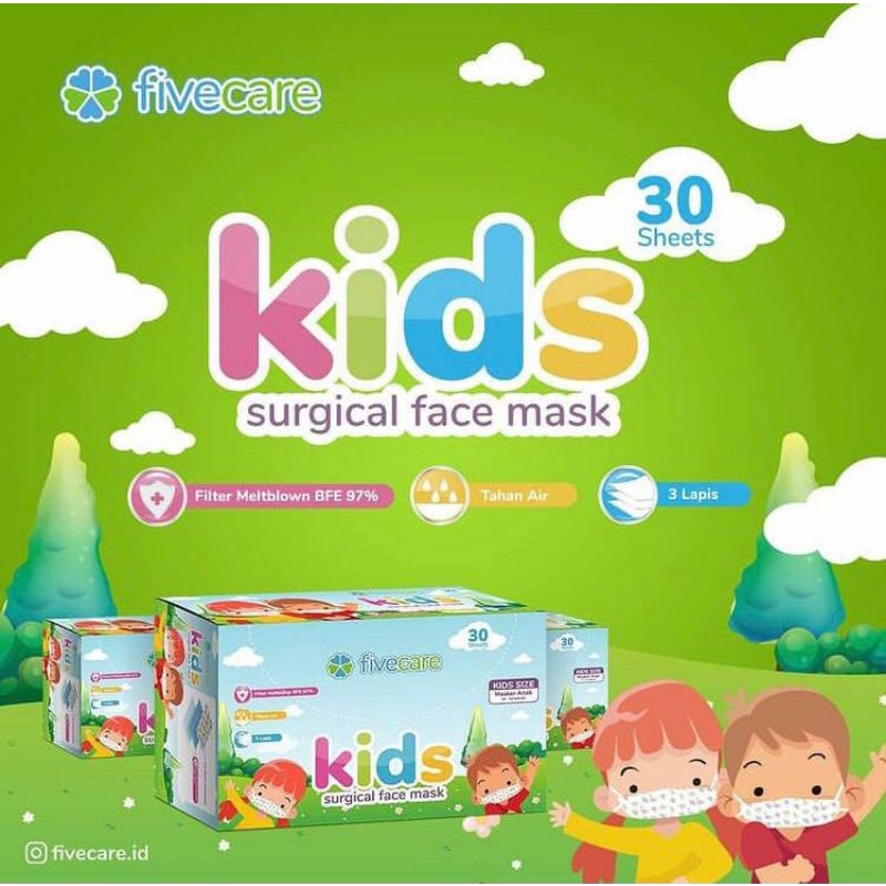Masker Fivecare 3ply Kids Surgical