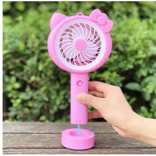 Kipas Angin Tangan Stand Portable Karakter LED SX-109 Mini Handy Fan Character Hello Kitty Doraemon Rechargeable