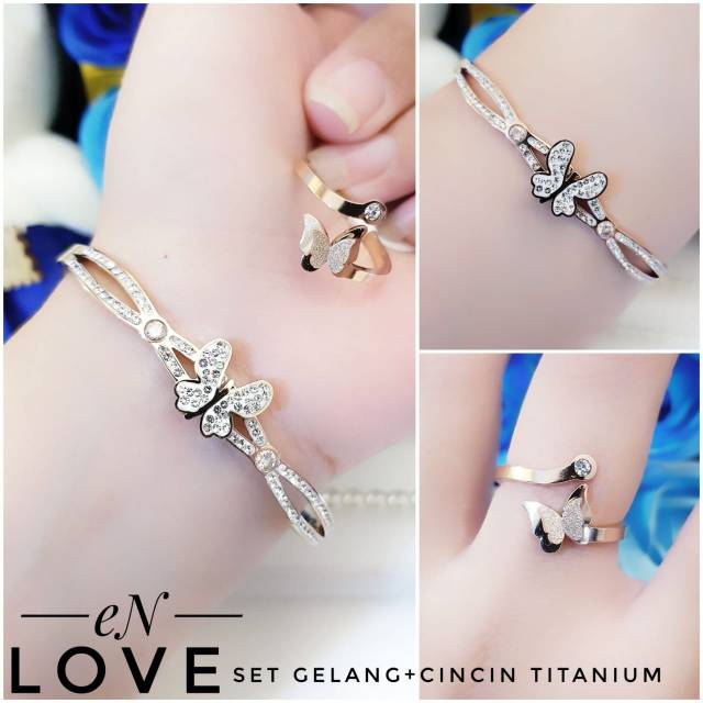 Titanium gelang dan cincin 1303