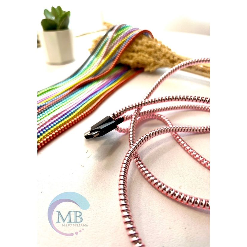 RT94 PELILIT KABEL SPIRAL WARNA METALIC PELINDUNG CABLE HP CHARGER UNIVERSAL CORD PROTECTOR SOLID COLOR GLOSSY MB2951
