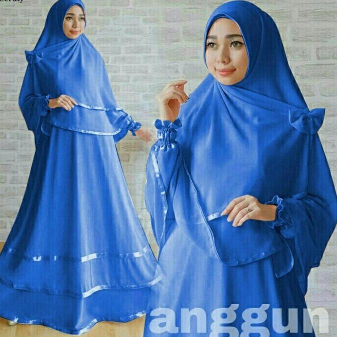 GAMIS SYARI TERBARU BAJU MUSLIM WANITA BIRU ELEKTRIK