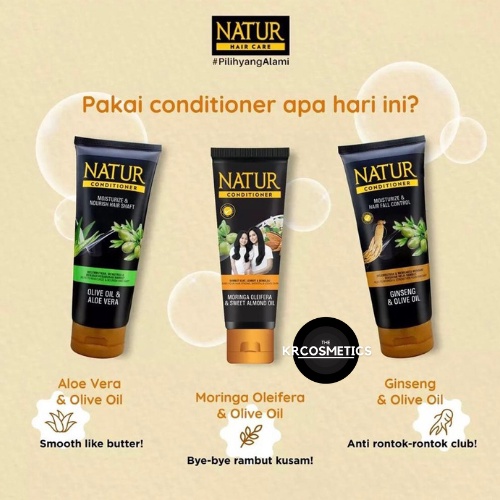 NATUR HAIR CARE Conditioner 165ml - Olive Oil &amp; Aloe Vera | Ginseng &amp; Olive Oil | Moringa Oleifera &amp; Sweet Almond