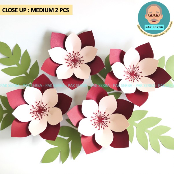 Bunga Kertas Dekorasi / Paper Flower Backdrop Photobooth (Merah)