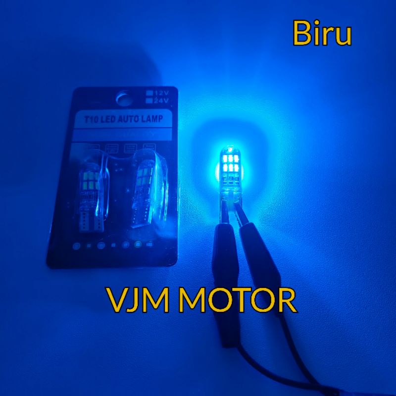 Lampu T10 LED 15 Mata Lampu senja Gedip /flash Motor/Mobil 12 volt Gozima