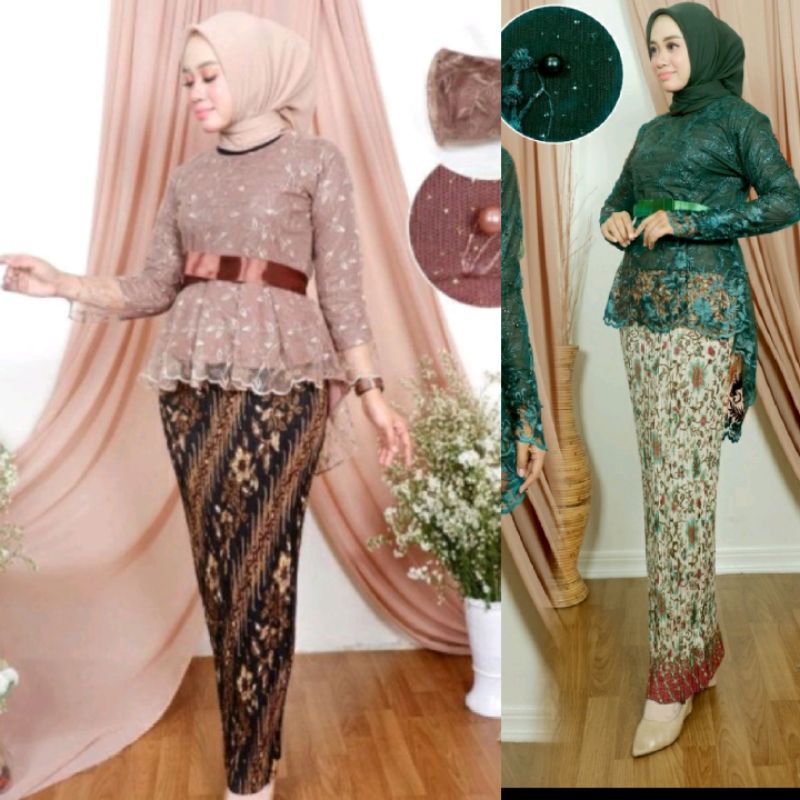 (COD) SETELAN KEBAYA AURORA TILLE MUTIARA / KEBAYA WISUDA / KEBAYA MODERN / KEBAYA TERLARIS / HANANIA KEBAYA