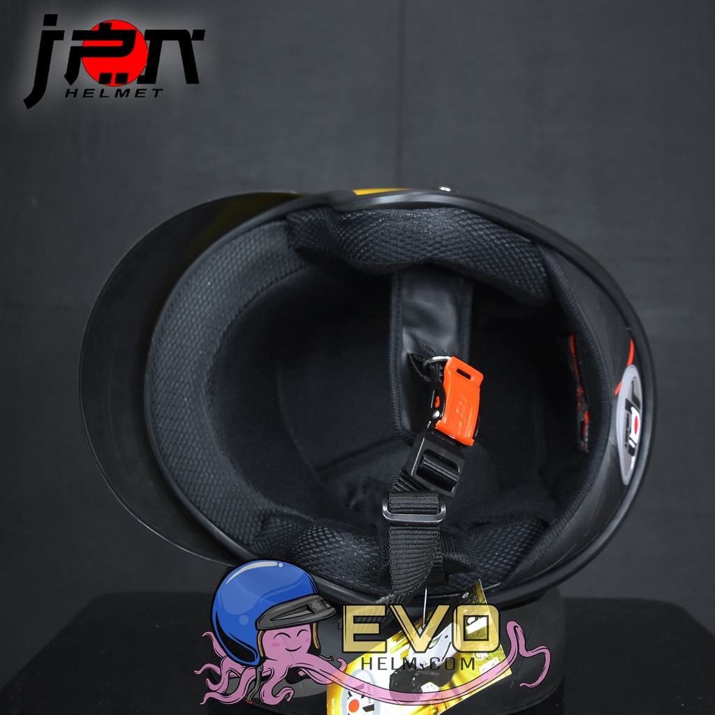 Helm JPN Kaca Cembung Original SNI Bogo Retro - HELM JPN GARIS CLASSIC VISOR INJAK