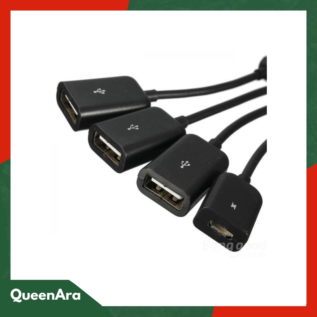 Multifunction Micro USB OTG Hub 4 in 1 Data Cable &amp; Charge - M3H