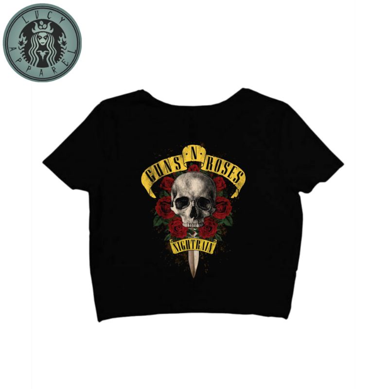 CROP TEE GUNS N ROSES | KAOS CROP TOP VINTAGE GUNS N ROSES OVERSIZE HITAM WANITA | CROPTEE WOMAN