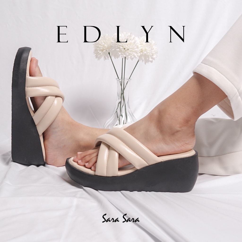 Sara Sara EDLYN Sandal Wedges Wanita sandal tinggi model silang sandal empuk terbaru