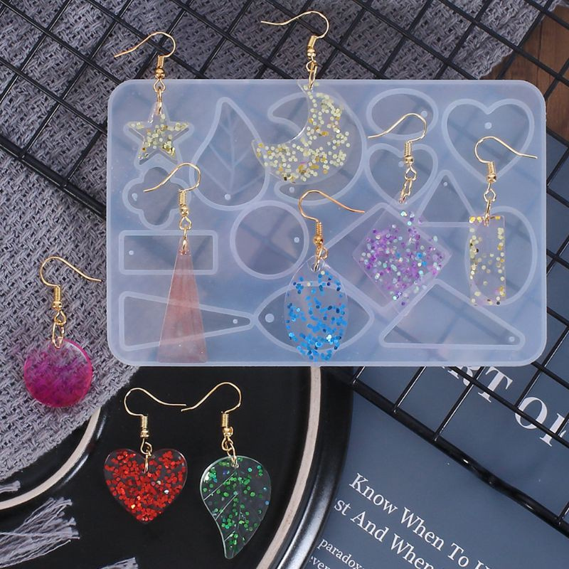 Glitter 1 Set Crystal Epoxy Resin Mold Earring Pendant Casting Silicone Mould Handmade DIY Crafts Jewelry Making Tools