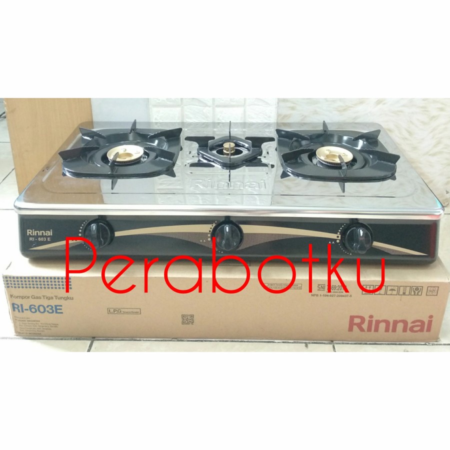 Kompor Rinnai RI-603E / Kompor Gas 3 Tungku / Kompor Gas Stenlis